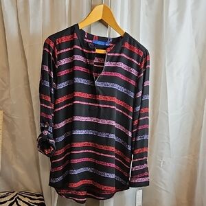 Apt. 9 Black Top with Red and Purple Accents Sz L